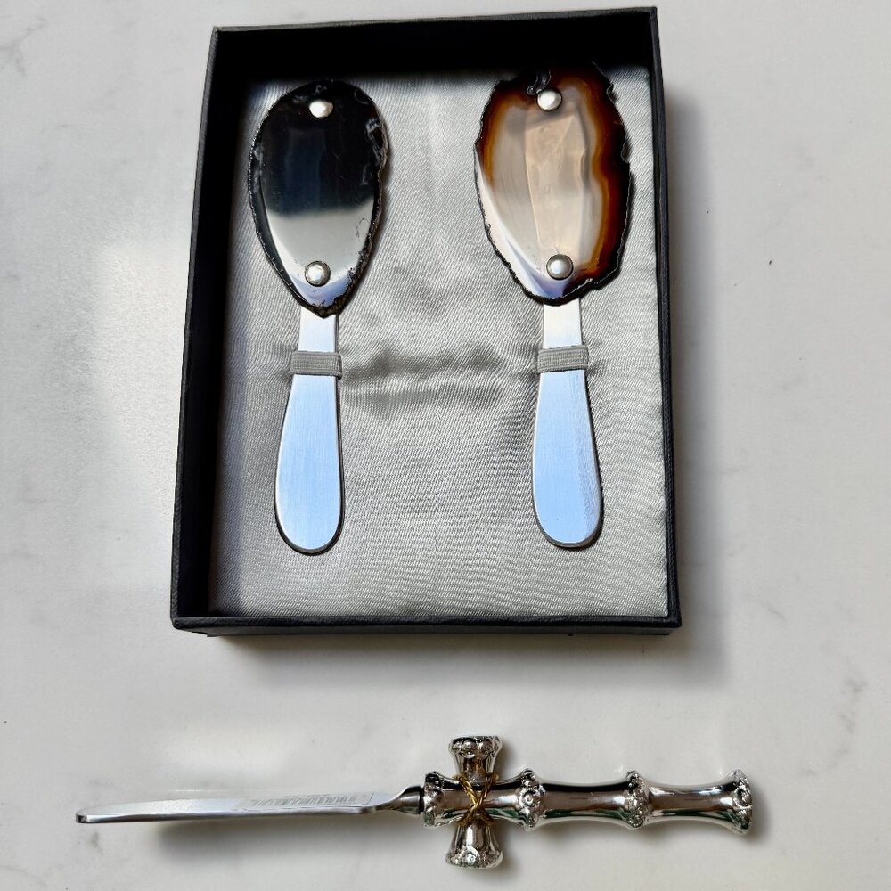 Rablabs Cheese Knife with Spreaders  Agate & Silver - Picture 3 of 9